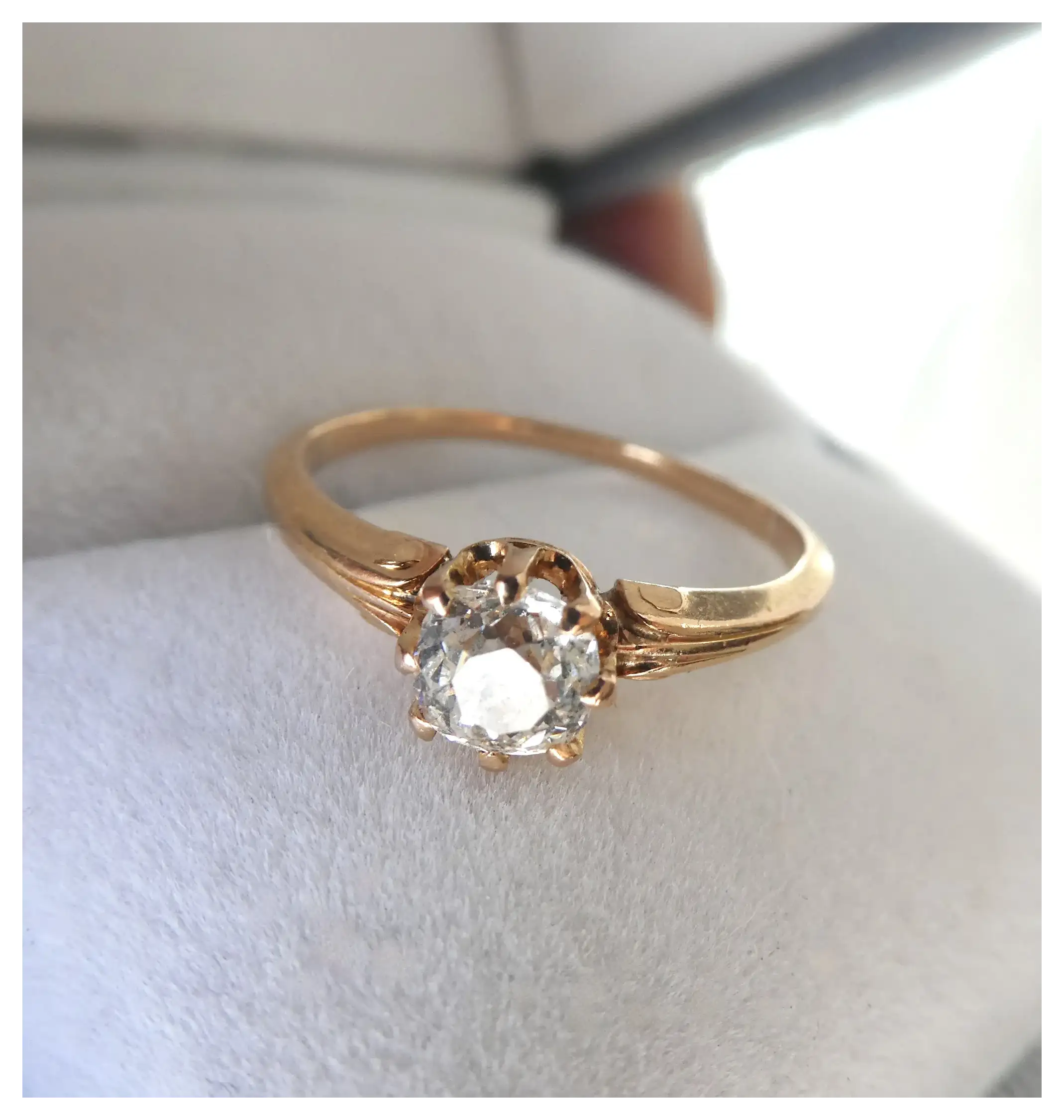 ~Stunning 18K Gold French Old Cut Diamond Solitaire Ring~