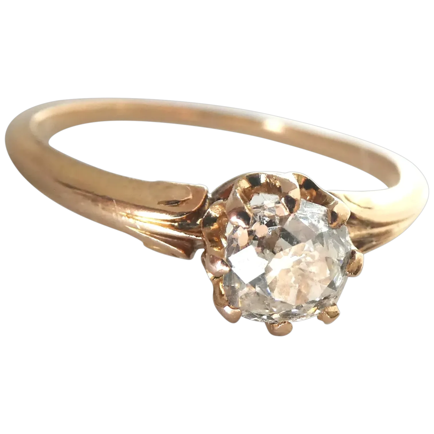 ~Stunning 18K Gold French Old Cut Diamond Solitaire Ring~