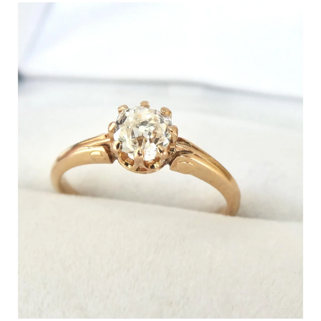 ~Stunning 18K Gold French Old Cut Diamond Solitaire Ring~