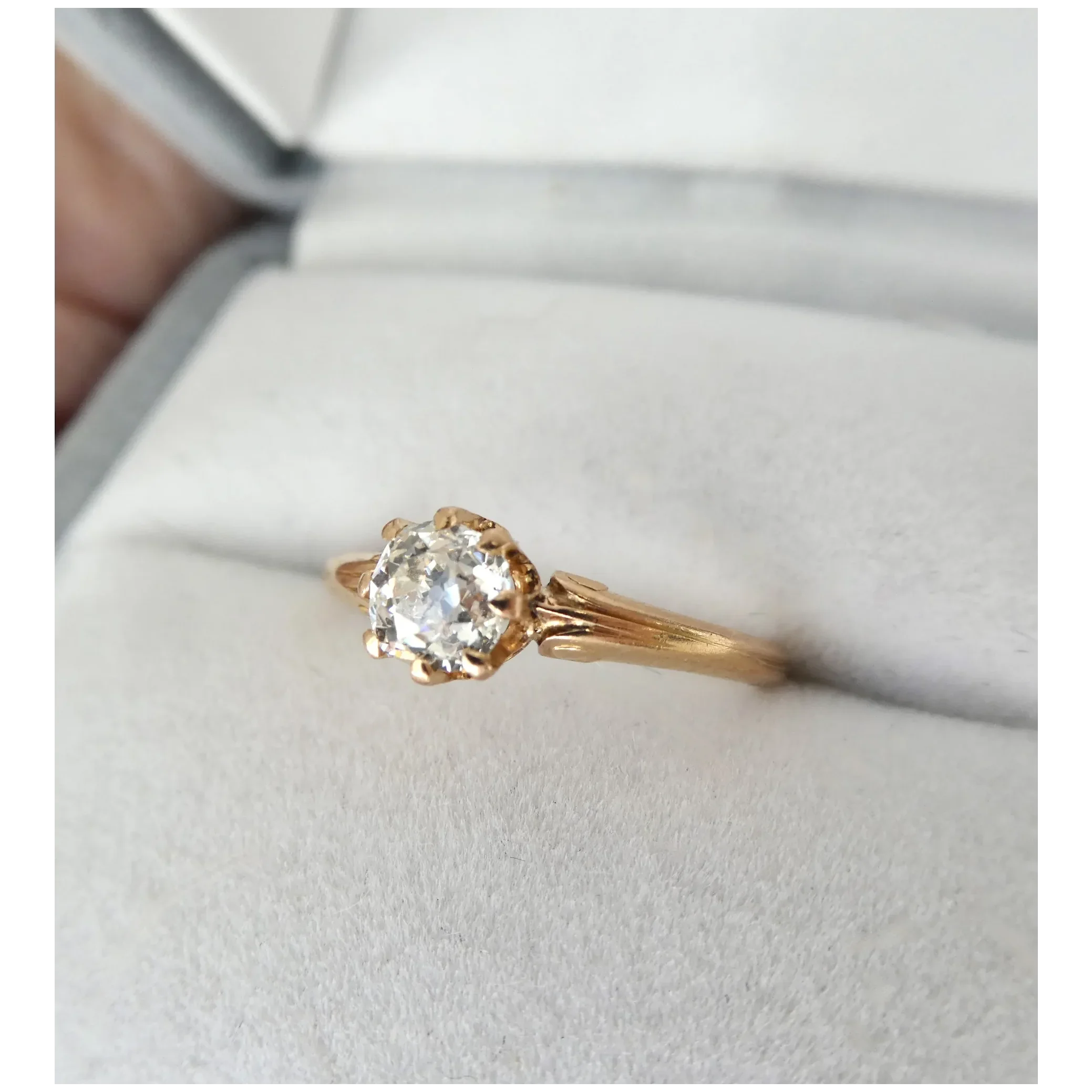 ~Stunning 18K Gold French Old Cut Diamond Solitaire Ring~
